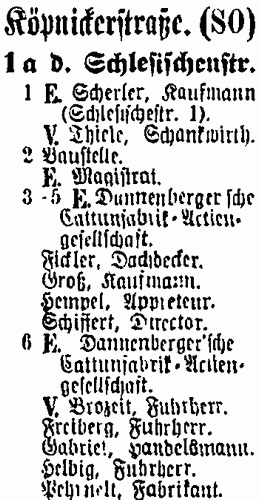 Eintrag im Adressbuch von Berlin 1874